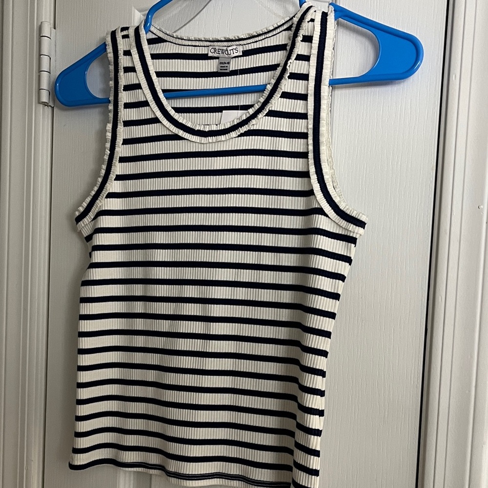 Crewcuts Navy and White Striped Ribbed Tank